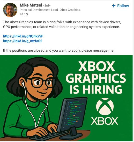 微软Xbox这波操作有点迷:招人广告图,显示器长在背板上?